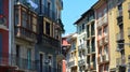 Colorful buildings and balconies along the Streets of Pamplona, Royalty Free Stock Photo