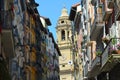 Colorful buildings and balconies in Pamplona, Spain