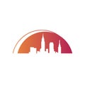 colorful buildings city scape building skyline logo vector design symbol illustration Royalty Free Stock Photo