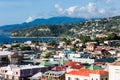 Colorful Buildings and Hills of Dominica Royalty Free Stock Photo