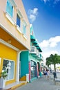 Colorful buildings hopping street Kraledijk Bonaire