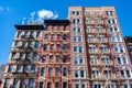 Colorful Buildings on the Lower East Side in New York City with Fire Escapes Royalty Free Stock Photo