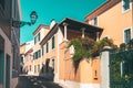 Colorful Buildings On Narrow Street In Cascais City, Portugal Royalty Free Stock Photo