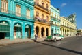 Colorful buildings and old american car in Havana Royalty Free Stock Photo