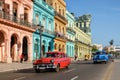 Colorful buildings and old american car in Havana Royalty Free Stock Photo