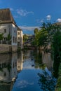 Colorful buildings reflecting in the Alzette - 2 Royalty Free Stock Photo