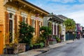 Colorful buildings and street in the French Quarter of New Orleans, Louisiana