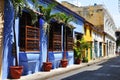 Colorful buildings in a street of the old city of Cartagena