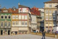 Colorful buildings in Toural Square. Guimaraes. Portugal