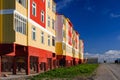 Colorful buildings in the village of Tavayvaam, located in the suburbs of Anadyr Royalty Free Stock Photo