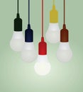 Colorful bulbs hanging