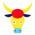 Colorful bull flat illustration on white