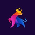 Colorful bull gradient artwork logo template