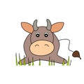 Colorful bull for kids. Vector animal illustration. Template adorable character for your design. Cartoon cute cow. New