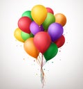 Colorful Bunch of Birthday Balloons Flying for Party and Celebrations