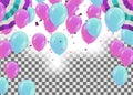 Colorful Bunch of Birthday Balloons Flying for Party and Celebrations With Space for Message Isolated in Background. Vector Royalty Free Stock Photo