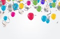 Colorful Bunch of Birthday Balloons Flying for Party and Celebrations With Space for Message Isolated in Background. Vector Royalty Free Stock Photo