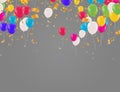 Colorful Bunch of Birthday Balloons Flying for Party and Celebrations With Space for Message Isolated in Background. Vector Royalty Free Stock Photo