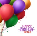 Colorful Bunch of Happy Birthday Greetings with Vector Balloons Royalty Free Stock Photo