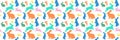 Colorful bunny silhouette pattern vector, rabbit seamless background, flat design Easter animal wallpaper, spring nature decor. Royalty Free Stock Photo
