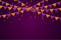 Colorful bunting flags with Confetti and ribbons for halloween Royalty Free Stock Photo