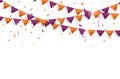 Colorful bunting flags with Confetti and ribbons for halloween Royalty Free Stock Photo