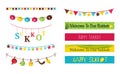 Colorful bunting and garlands for Jewish holiday Sukkot