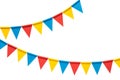Colorful bunting party flags isolated on white background Royalty Free Stock Photo