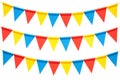 Colorful bunting party flags isolated on white background