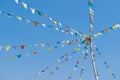 Colorful Bunting or triangle flag on the ropes and sky