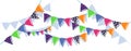 colorful buntings, garlands and paper chain for indoor or outdoor festivity, birthday or celebration Royalty Free Stock Photo