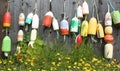 Colorful buoys on a fence. Royalty Free Stock Photo