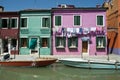 Colorful Burano Italy canal reflections Royalty Free Stock Photo