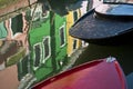 Colorful Burano Italy canal reflections Royalty Free Stock Photo