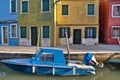 Colorful Burano Italy canal reflections Royalty Free Stock Photo