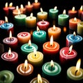 Colorful burning candles making \'I love you\' isolated on black