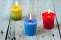 Colorful burning candles