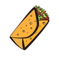 Colorful burrito symbol with black outline