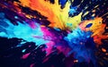 Colorful Burst Energetic Abstract Splatter Art. Generative AI