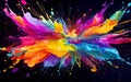 Colorful Burst Energetic Abstract Splatter Art. Generative AI