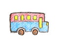 Colorful bus childlike crayon drawing Royalty Free Stock Photo