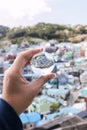 colorful busan village captured in a crystal ball Royalty Free Stock Photo