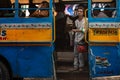 Colorful buses are commonly used in Calcutta for public transport