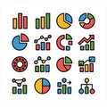 Colorful Business Analytics and Data Chart Icons Set Royalty Free Stock Photo