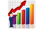 colorful business graph with businessman background vector