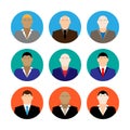 Colorful business Male Faces Icons Set in Trendy Flat Style Royalty Free Stock Photo
