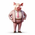 Colorful Business Pig: Realistic Portraitures Of Cartoon-like Characters