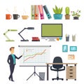 Colorful Business Workplace Icons Set Royalty Free Stock Photo