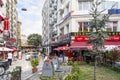 Colorful busy street of cafes and shops in Istanbul Turkey