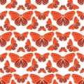 Colorful butterflies with abstract decorative seamless pattern background fly present silhouette and beauty nature